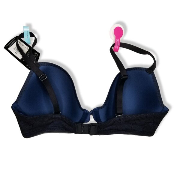 Maidenform 34C Devotion Demi Bra Navy Black Lightly Lined Underwire Convertible - Picture 6 of 7